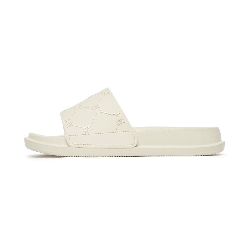 Dép MLB Chunky Mound Dia Monogram CHÍNH HÃNGMLB Mound Dia Monogram New York Yankees White Cream Slide - Simple Sneaker