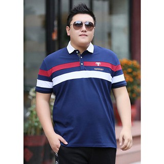 BIG SIZE Áo thun nam kẻ cổ đứng