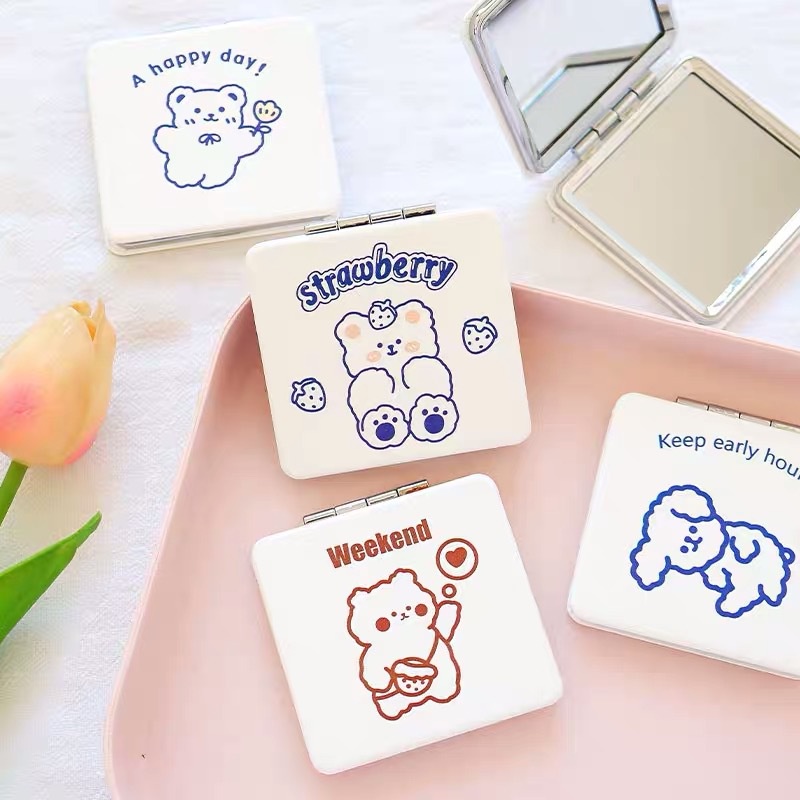 Gương mini cầm tay, Gương trang điểm mini hai mặt bỏ túi cao cấp dễ thương, Gương Mini Gập Hai Mặt Dễ Thương Hàn Quốc, Gương Trang Điểm Hai Mặt Gấp Gọn Họa Tiết Thỏ bunny Dễ Thương Phong Cách Hàn Quốc