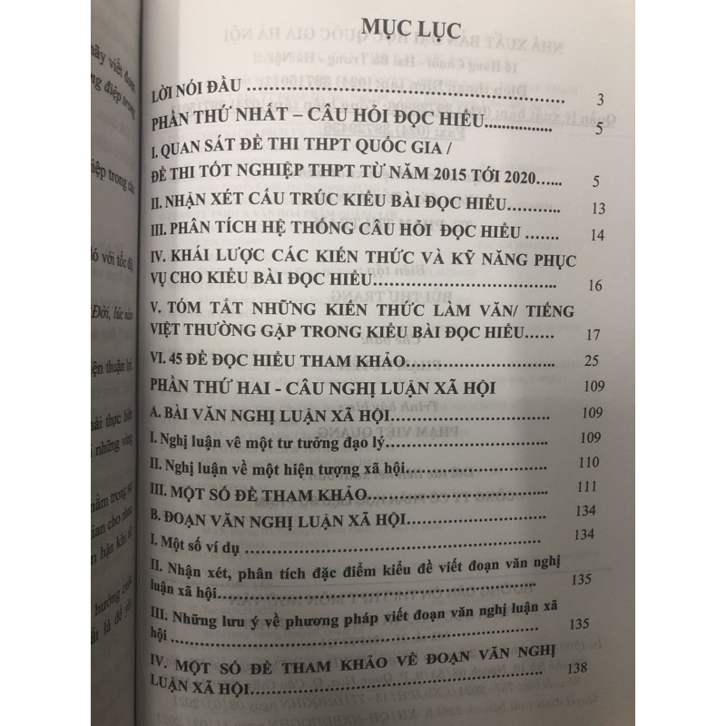 Sách - Hướng dẫn ôn thi trung học phổ thông Môn Ngữ Văn Phần Đọc hiểu và nghị luận xã hội