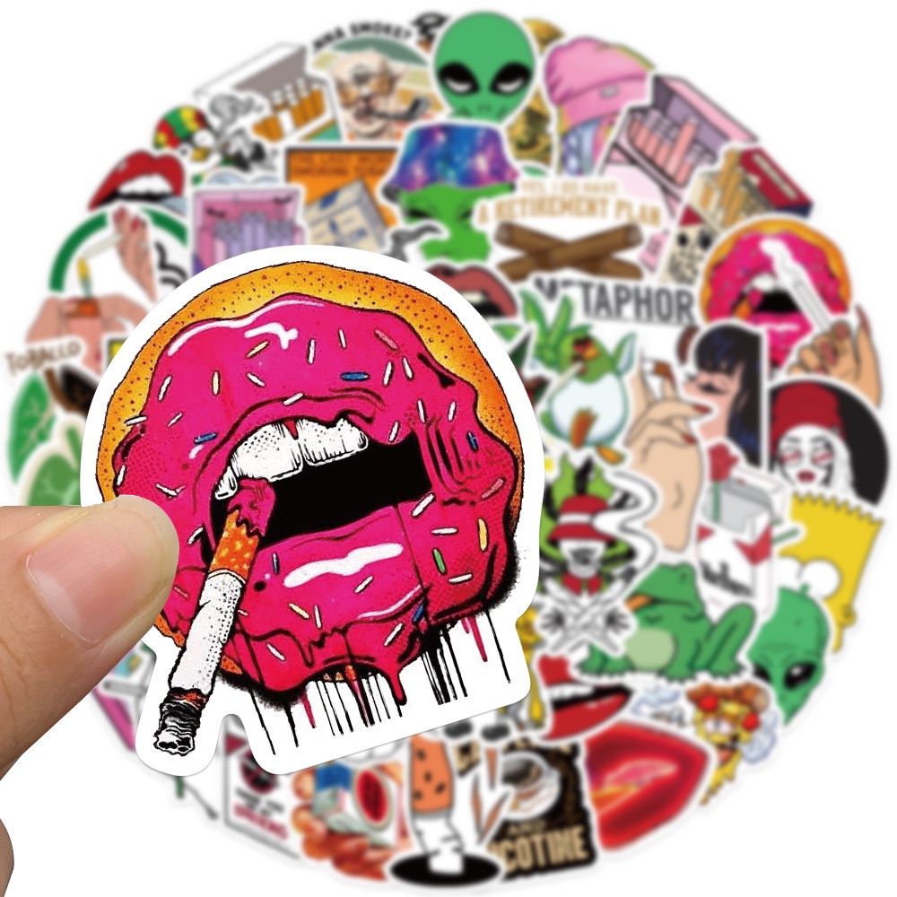 Set 50/25/10 Sticker Hình Lá Vui Nhộn Dán Trang Trí Điện Thoại/ Ván Trượt/Laptop