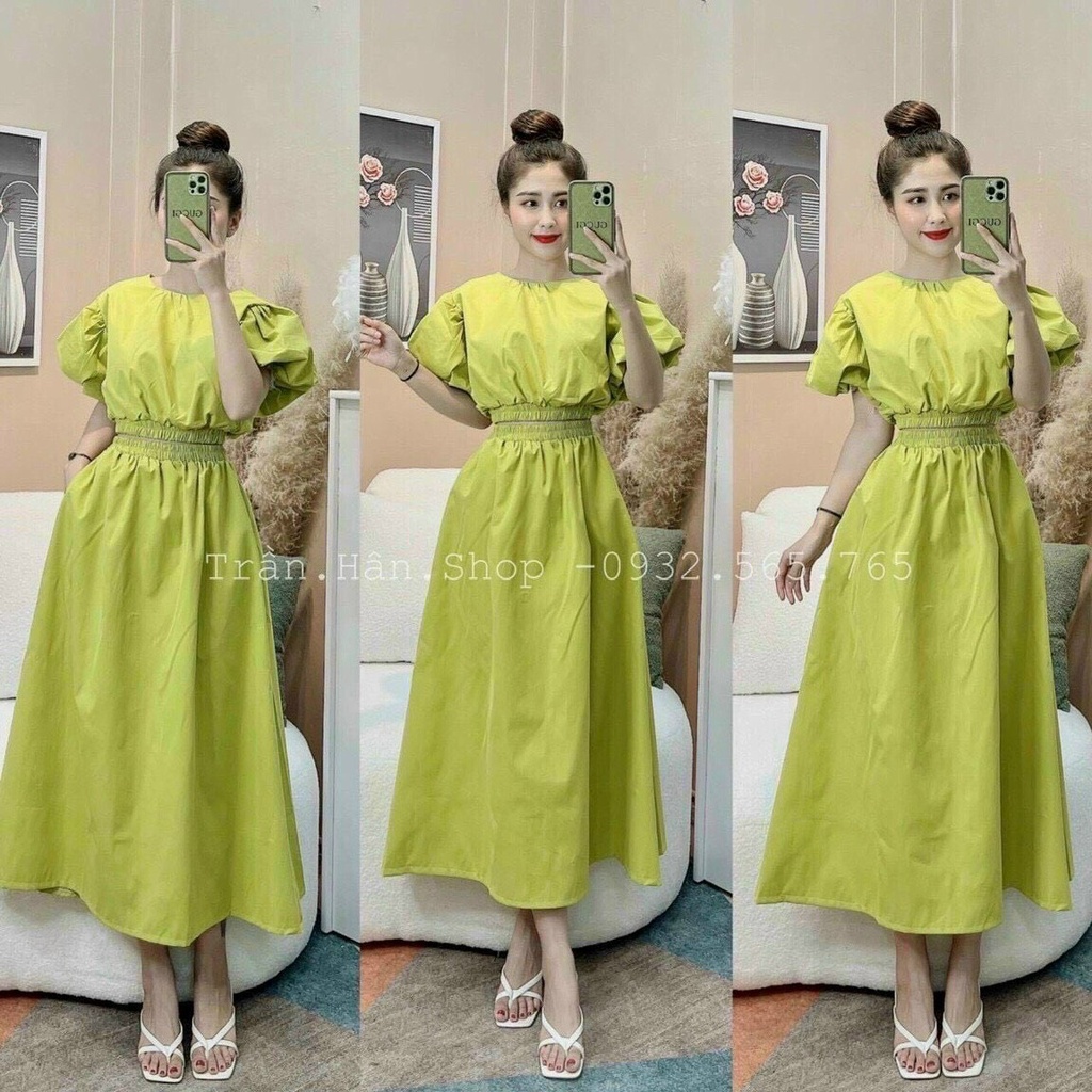 Sét áo và chân váy nữ áo bo thun eo kèm chân váy dài xòe dễ thương