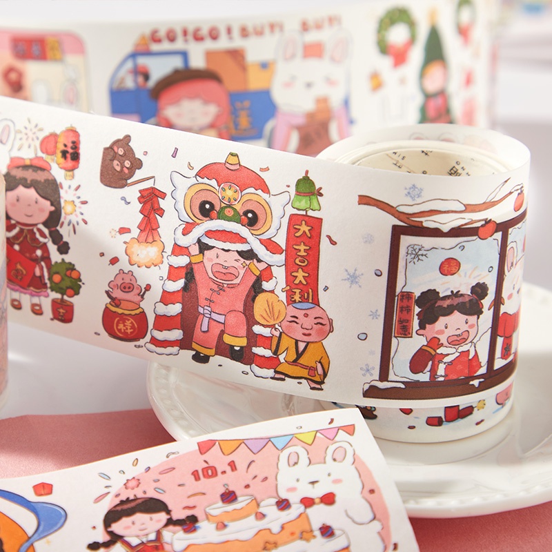Mohamm 1 Cuộn Băng Washi Hoạt Hình Lấp Lánh Đáng Yêu