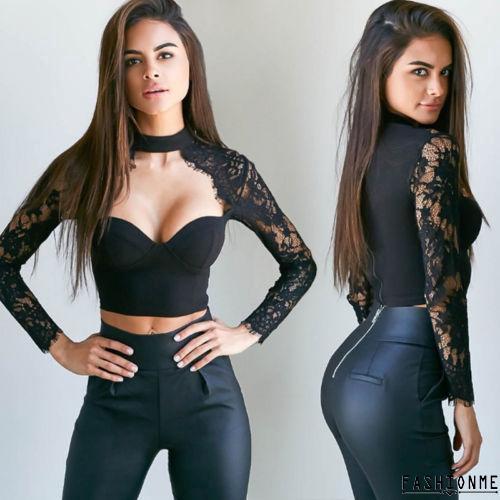 Áo Croptop tay dài thiết kế đơn giản hợp thời trang