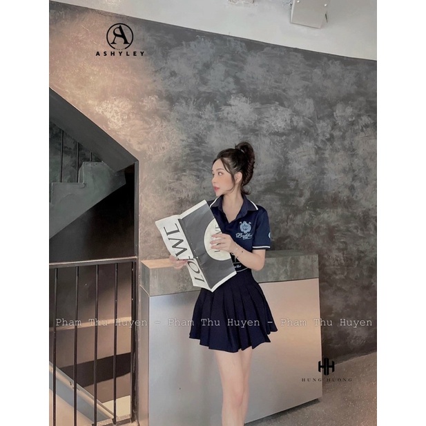 Set áo polo badblood chân váy xếp ly