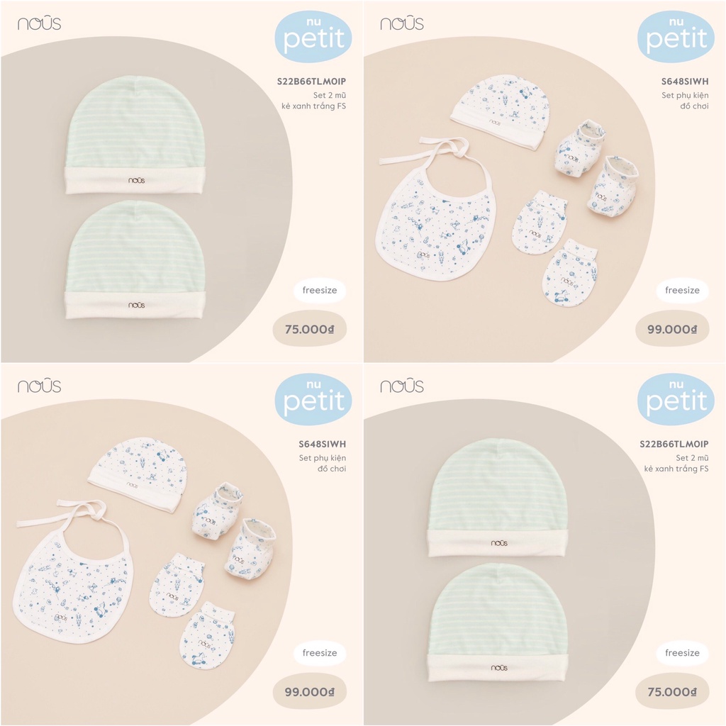 [CHÍNH HÃNG] Set phụ kiện sơ sinh petit mềm mại Nous - Onesize