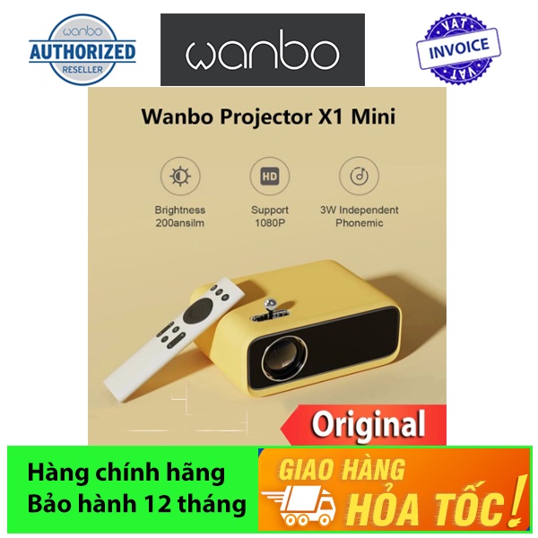 Máy chiếu di động, máy chiếu mini không dây Wanbo X1 mini phần mềm cài đặt sẵn có thể kết nối Internet - Full HD 1080P