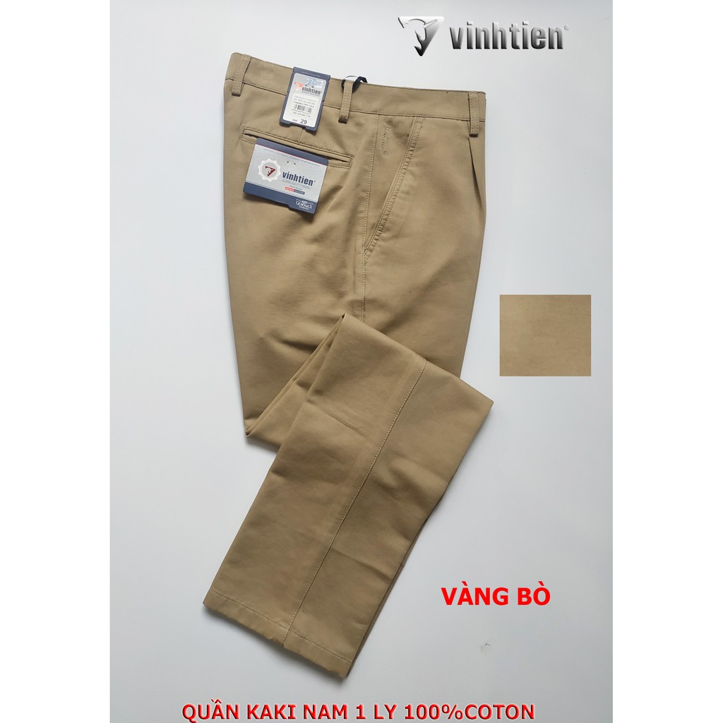 Quần kaki 1 Ly Trung Niên Vĩnh Tiến 100% Cotton Trơn