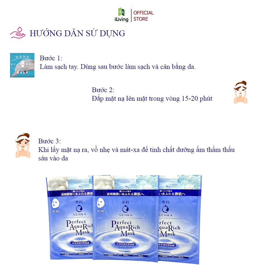 Mặt nạ phục hồi độ ẩm Senka Perfect Aqua Rich Extra Moist Mask 23g