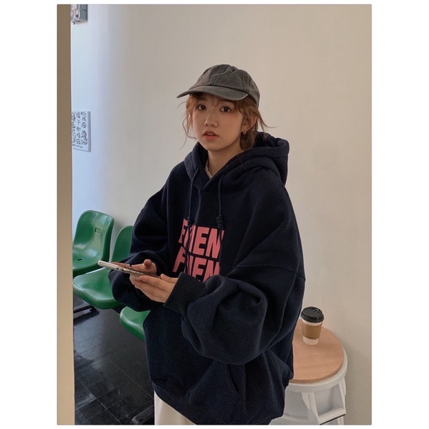 Áo Hoodie Dáng Rộng 🖤TVX Clothes🤍 Áo Nỉ Hoodie Nữ Lót Bông Chữ Fren hdbcn | BigBuy360 - bigbuy360.vn