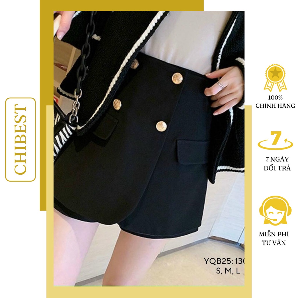 Quần short nữ quần đùi nữ giả váy  4 khuy túi nắp cạp cao đẹp ulzzang CHIBEST YQB25