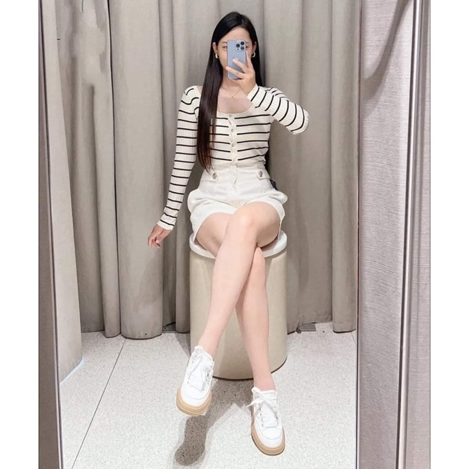 CÓ SẴN -ÁO LEN CADIGAN ZARA AUTH ĐEN / KẺ S M