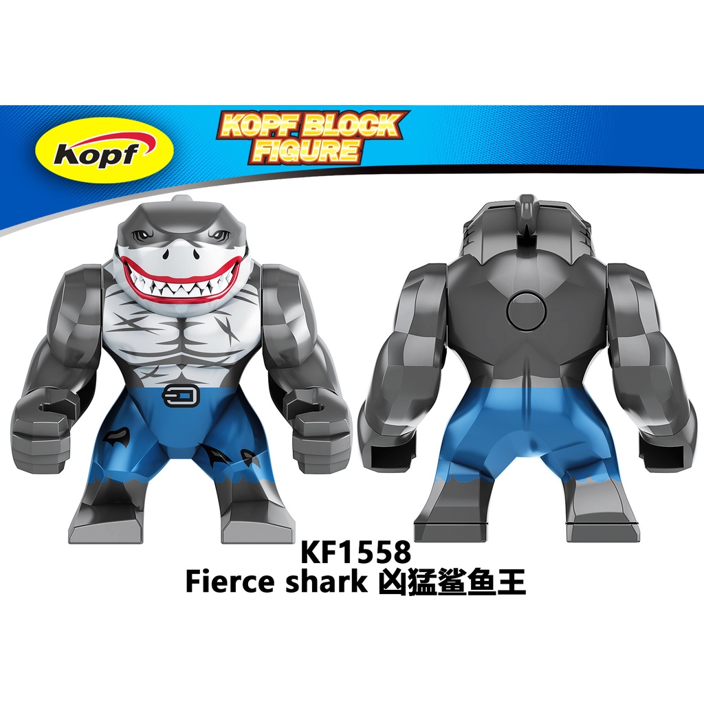 BIGFIG Đồ Chơi Lắp Ráp Cá Mập King Shark Lego Harley Quin Phim Suicide Squad Marvels DC Super Hero KF1557 KF1558