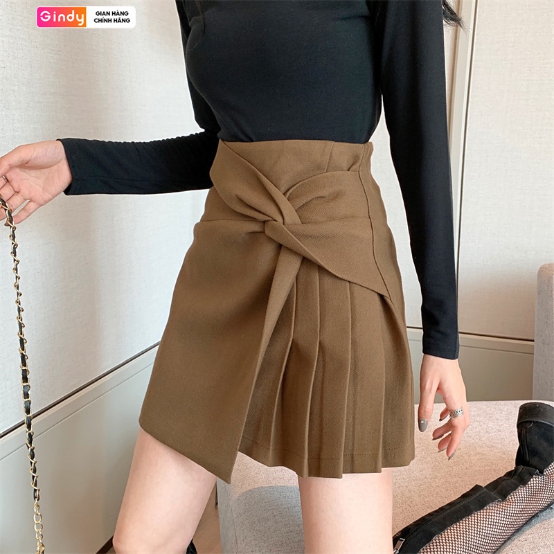 Chân váy nữ công sở chữ A GINDY dáng ngắn phối nơ xếp ly vạt lệch thời trang hàng thiết kế thời trang nữ V20021 | BigBuy360 - bigbuy360.vn