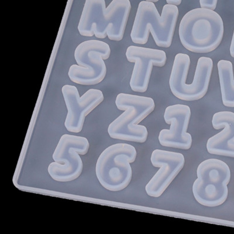 AUTU  Crystal Epoxy Resin Mold Alphabet Letter Number Keychain Pendant Silicone Mould