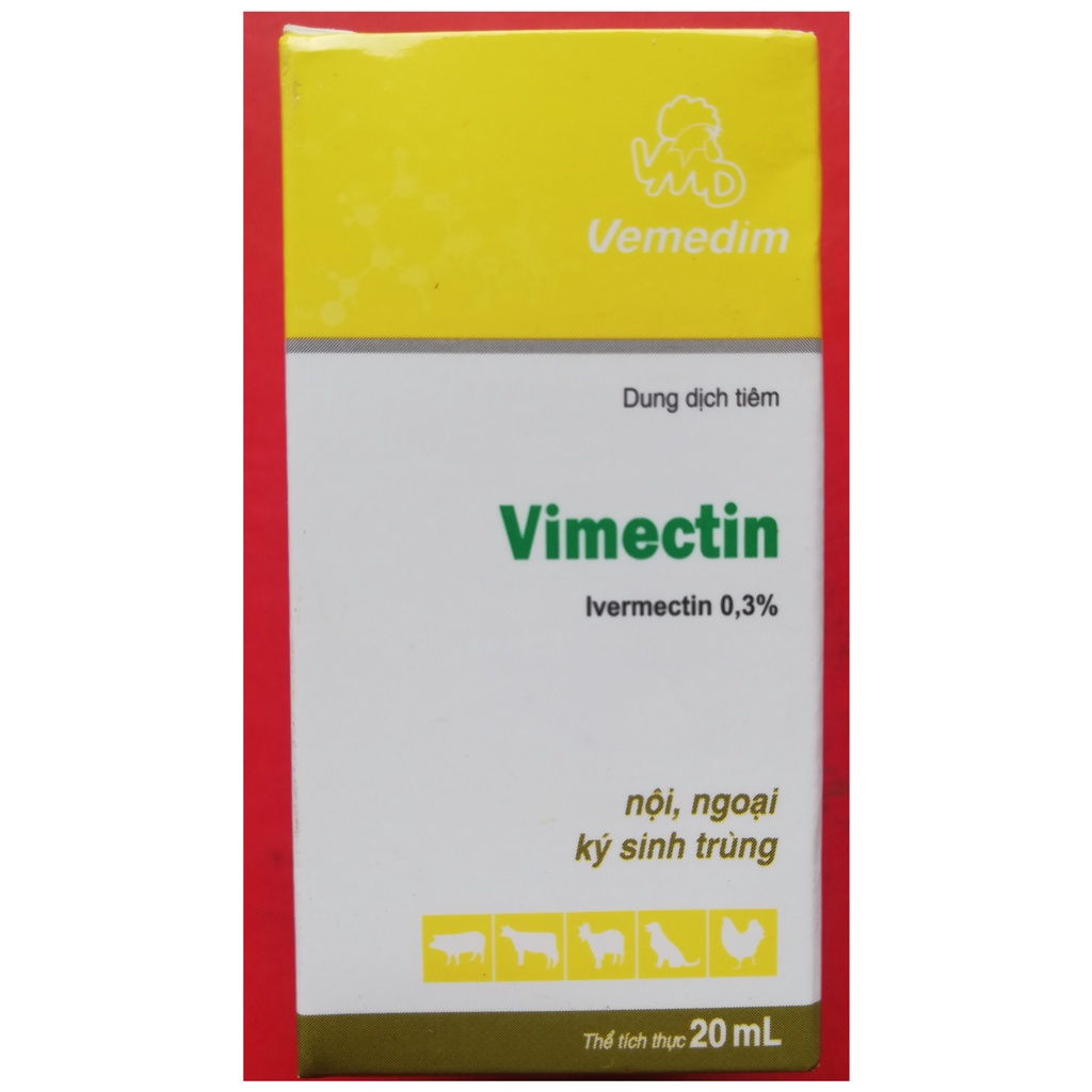1 lọ Vimectin 20 ml Sản phẩm cao cấp chuyên dùng cho trâu, bò, dê, cừu, heo, gia cầm, chó, mèo, thỏ