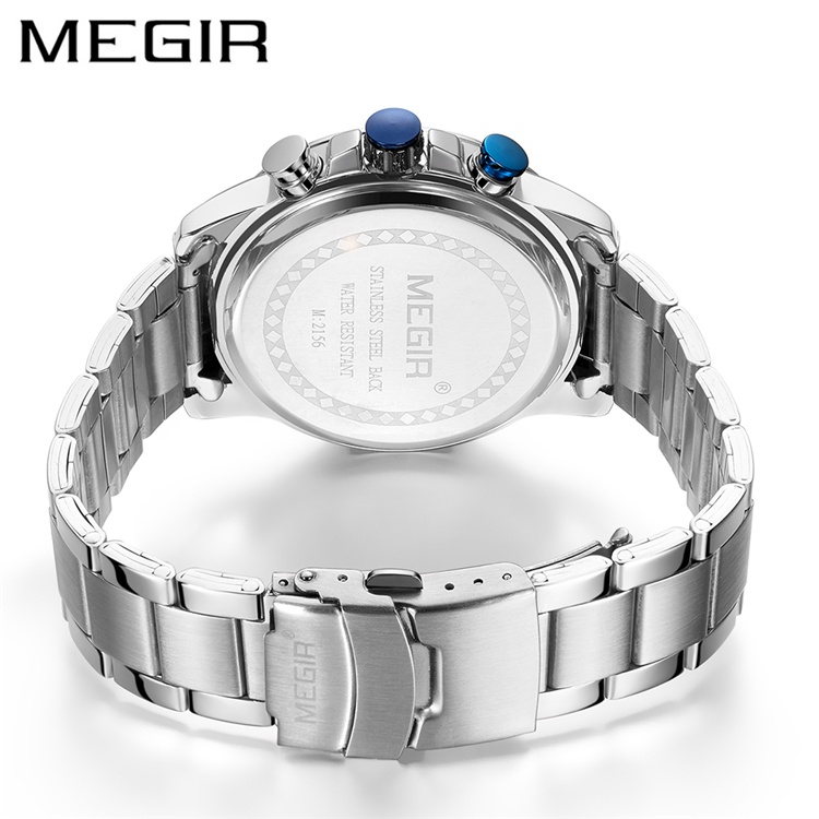 Đồng hồ nam thể thao chính hãng MEGIR thép không gỉ cao cấp chạy full kim + có lịch ngày bảo hành chính hãng