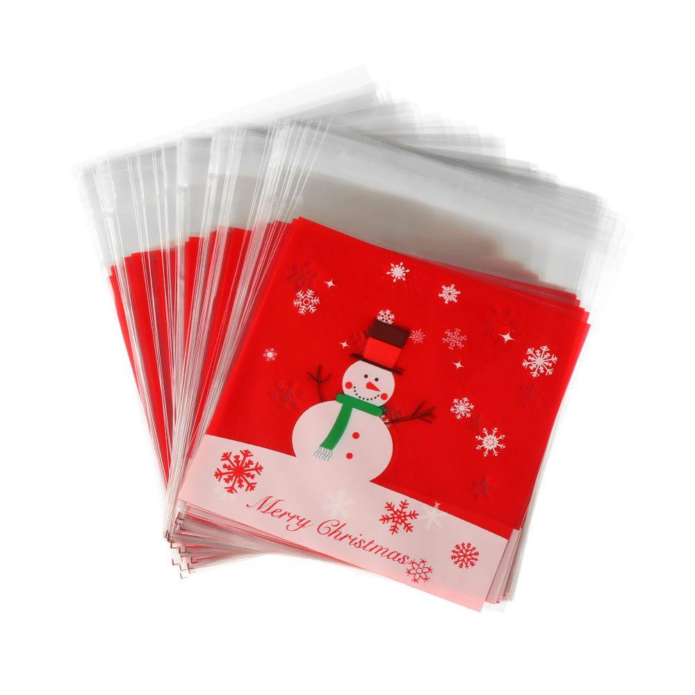 Bộ 100 Túi Đựng Kẹo Tự Dính Hình Cây Thông Giáng Sinh