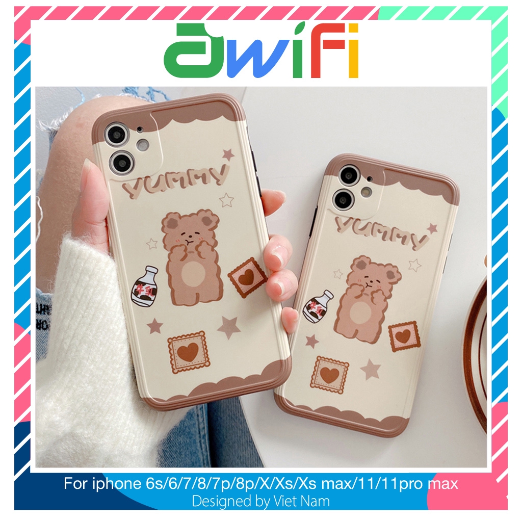 Ốp lưng iphone imd new bánh gấu 5/5s/6/6plus/6s/6splus/7/7plus/8/8plus/x/xr/xs/11/12/pro/max/plus/promax - Awifi Q1-6