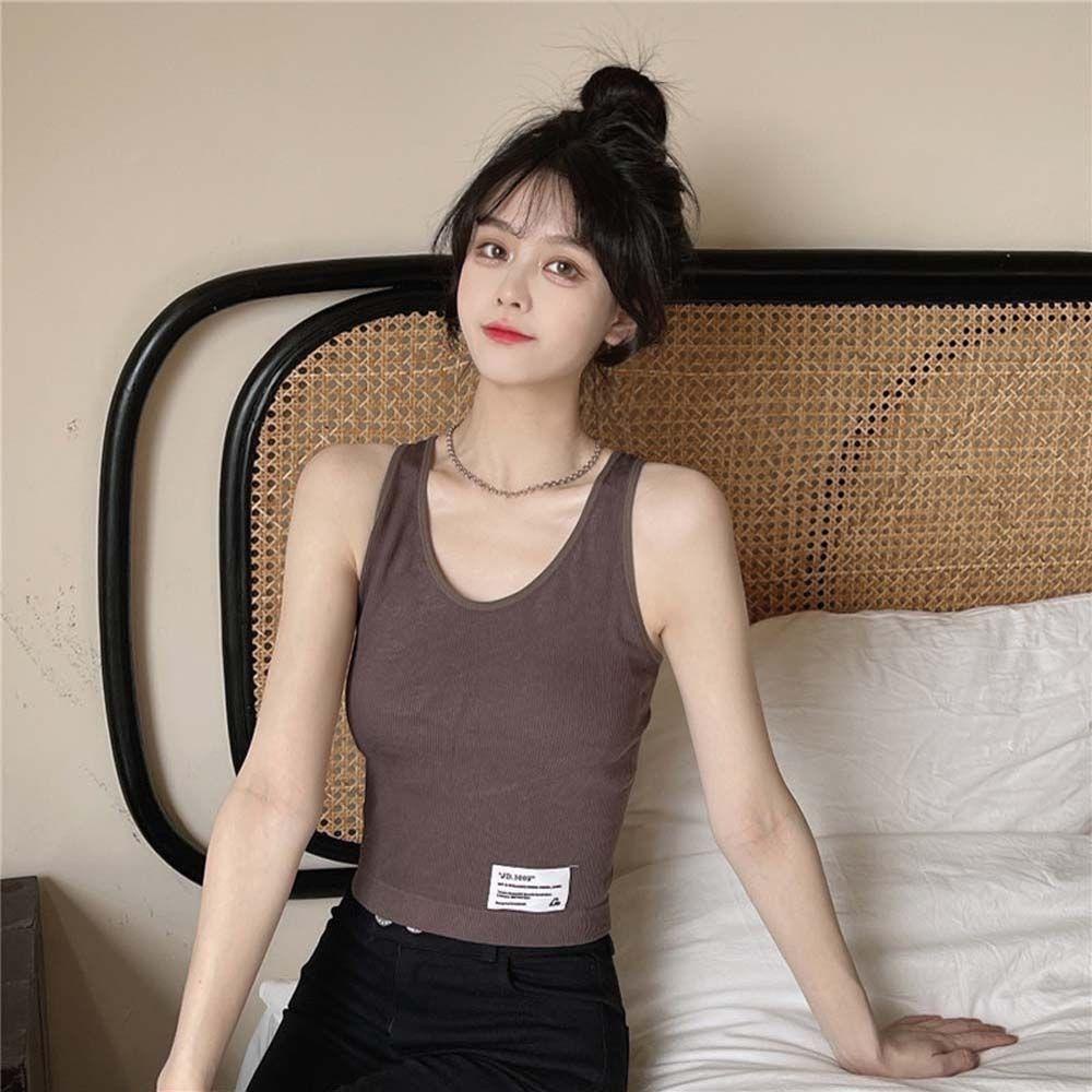OCEANMAP Áo Croptop Hai Dây Cổ Chữ V Có Mút Nâng Ngực Tháo Rời Được Thời Trang Quyến Rũ