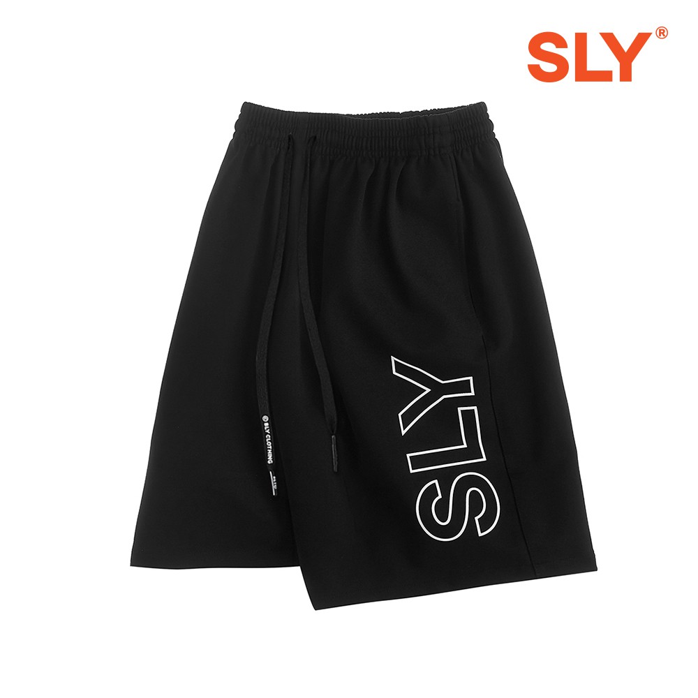 QUẦN SHORT VẢI PICIGEN SLY RUBBER LOGO ĐEN