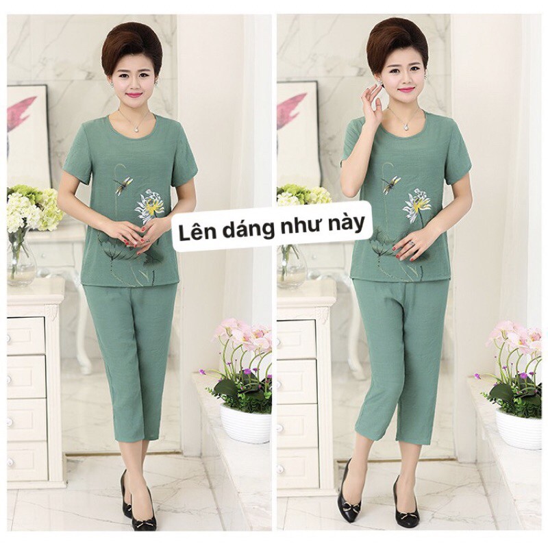 [Mã FASHIONT4WA giảm 10K đơn 50K] BỘ ĐŨI HOA ĐÀ ĐIỂU QUẢNG CHÂU MẶC NHÀ CHO MẸ BM60 | BigBuy360 - bigbuy360.vn