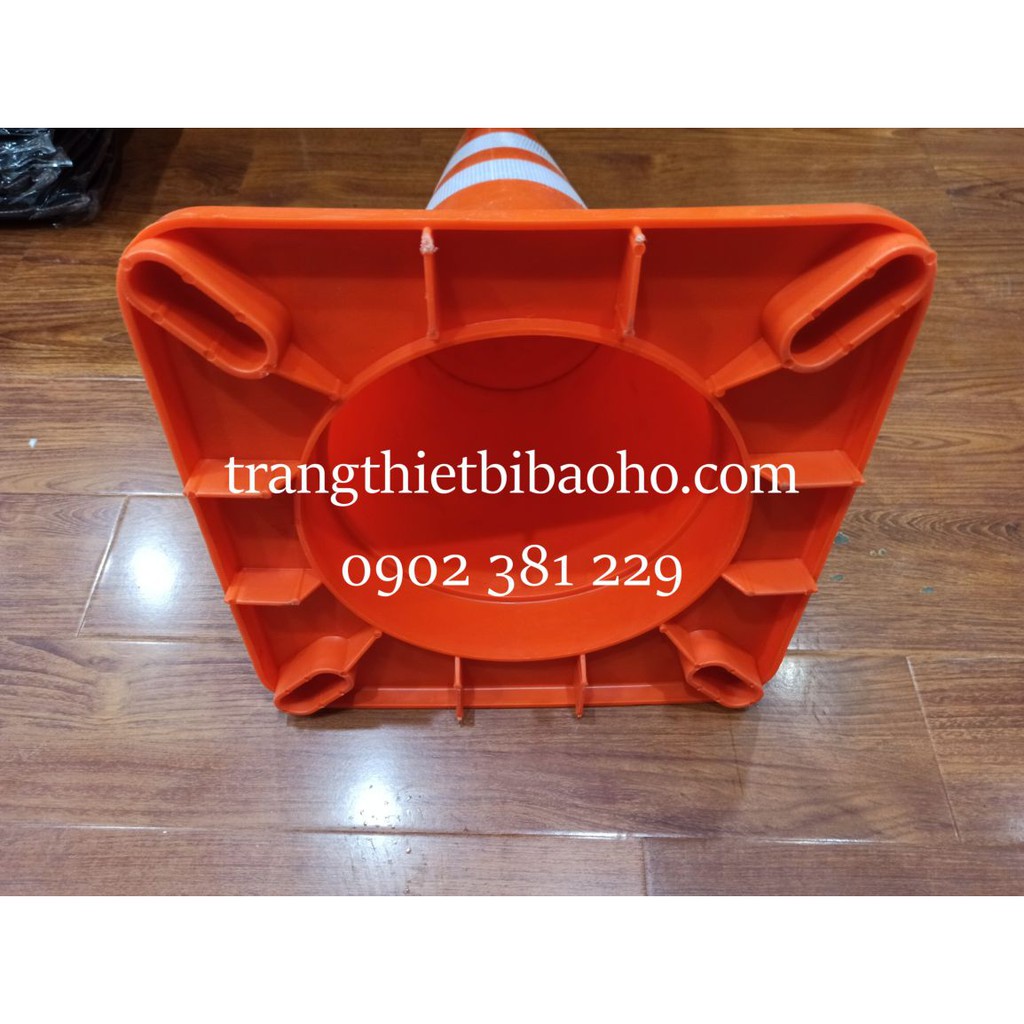 Cọc giao thông chóp nón phản quang 2 sọc màu cam GT70A