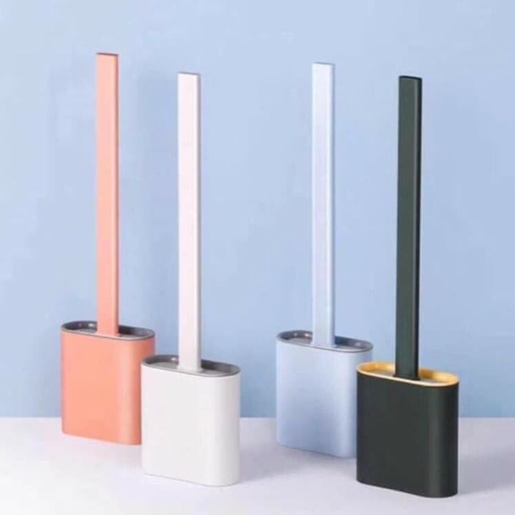 Chổi Cọ Chà Rửa Toilet Bàn Chải Tẩy Rửa Bồn Cầu Silicon Nhà Vệ Sinh Kèm Hộp Đựng Dán Tường