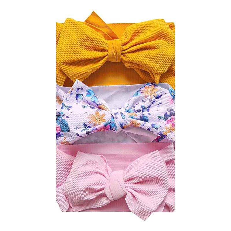 3 Pcs/Set Sweet Princess Baby Headband Flower Big Bows Kids Children Turban Hairbands For Girls Baby Girl Hair Accessories