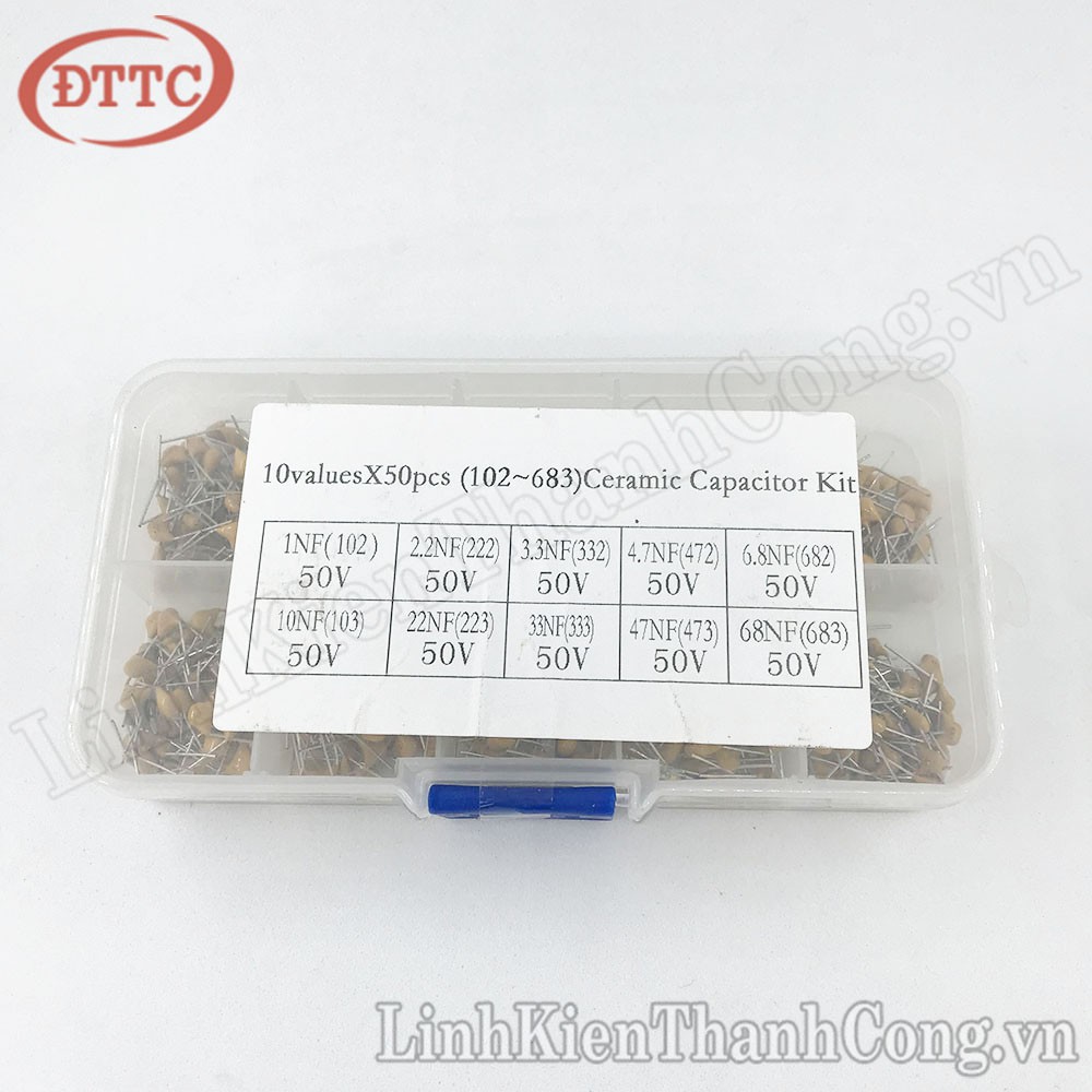 Combo 10 Loại Tụ Gốm 1nF-68nF (500 Cái)