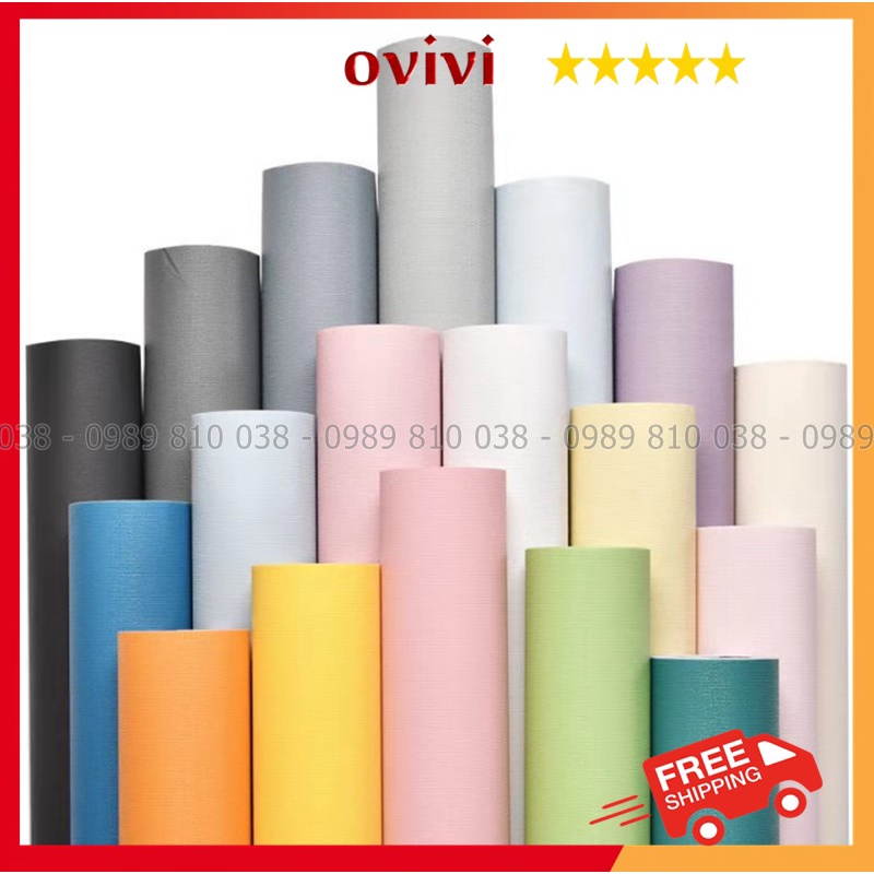 Giấy dán tường phòng ngủ 10m trơn một màu đơn giản giá rẻ đẹp có keo sẵn Ovivi