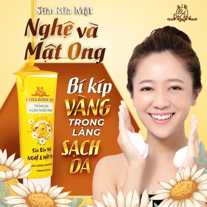 [Hàng chính hãng] Sửa rửa mặt Nghệ và mật ong Collagen x3 - Mỹ phẩm Đông Anh