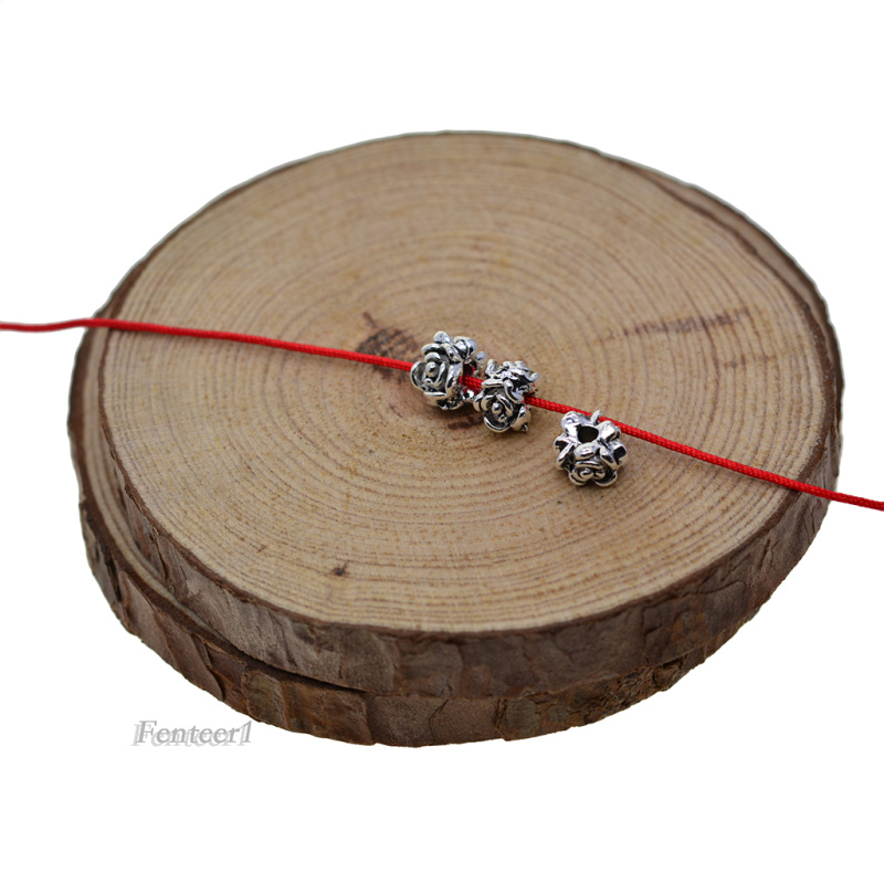 Set 50 hạt hoa hồng dùng tự làm trang sức bằng hợp kim màu bạc Tây Tạng