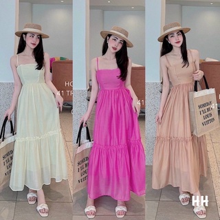 Đầm maxi tơ hai dây