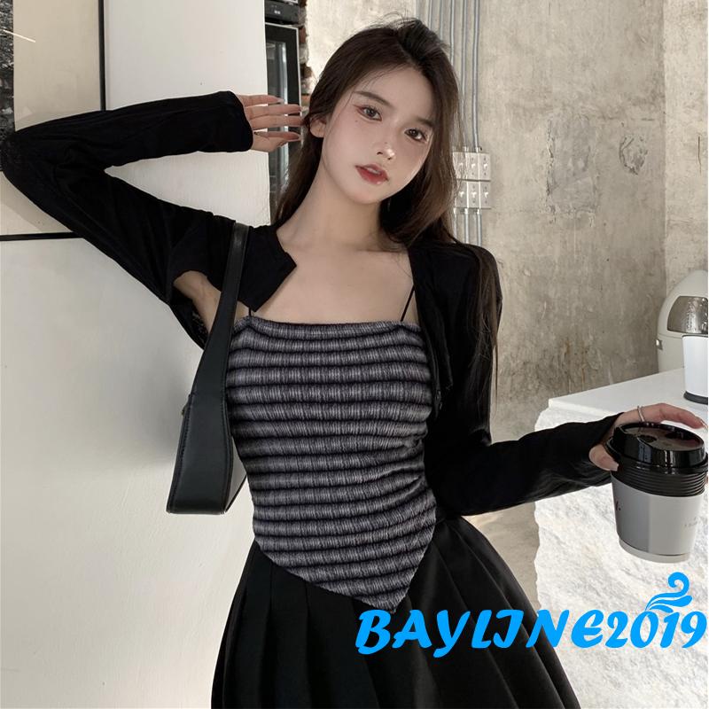 Áo croptop hai dây họa tiết răng cưa gợi cảm cho nữ