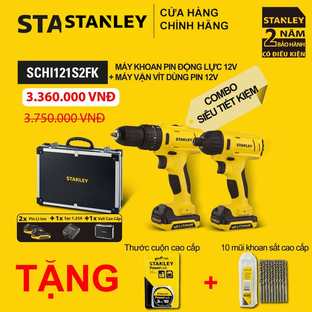COMBO MÁY KHOAN MÁY BẮT VÍT STANLEY SCHI121S2FK