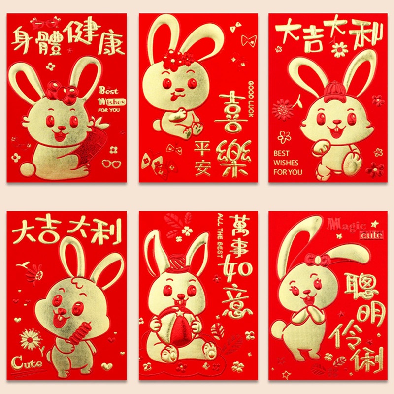 Set 6 Bao Lì Xì Đỏ Mừng Năm Mới 2023 Phong Cách Trung Hoa