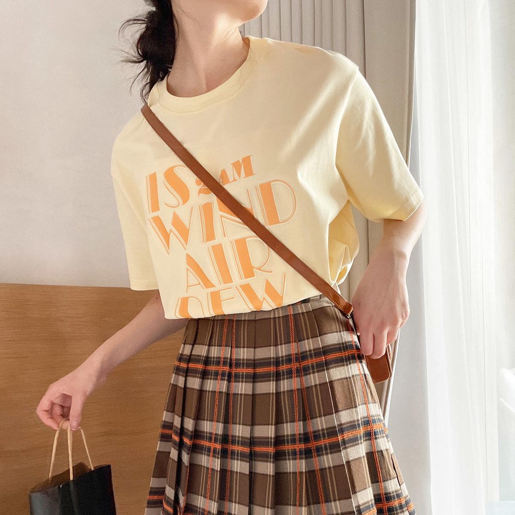 Áo Thun Cotton Cổ Tròn Tay Ngắn Dáng Rộng In Chữ Phong Cách Harajuku Thời Trang Mùa Hè Hàng Mới Dành Cho Bạn Nữ 2022