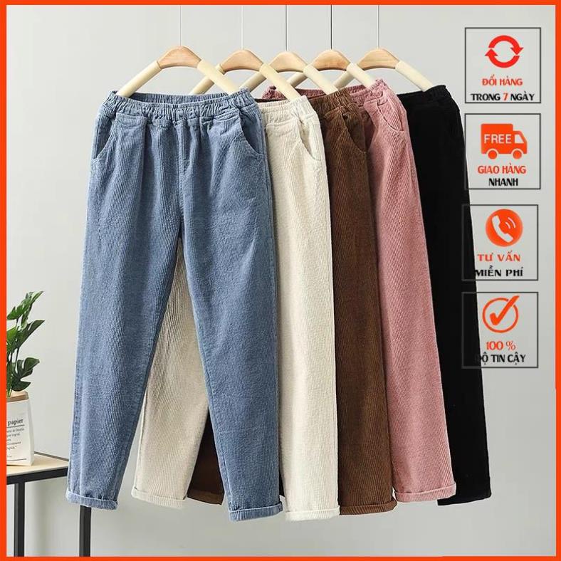 Quần Baggy Nhung Tăm Vải Dày Ấm KHÔNG KÈM ĐAI -M098