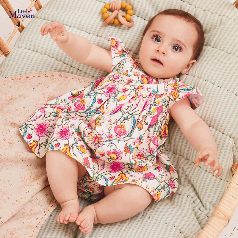 [ Hàng chính hãng ] Váy LITTLEMAVEN trắng hoa cực đẹp cho bé gái