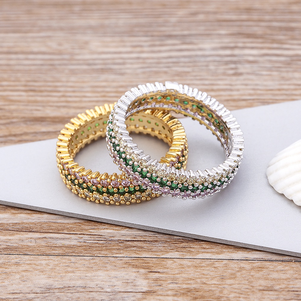 Hàng Mới Về Nhẫn Đồng Đính Đá Zircon Màu Vàng / Bạc Hình Trái Tim Thanh Lịch Cho Nữ