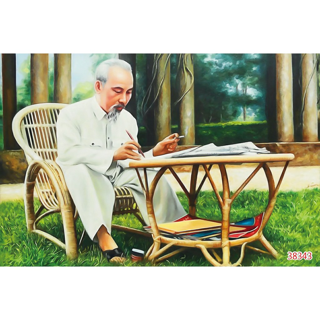 TRANH DÁN TƯỜNG 3D BÁC HỒ tranh có keo sẵn chỉ việc bóc ra dán