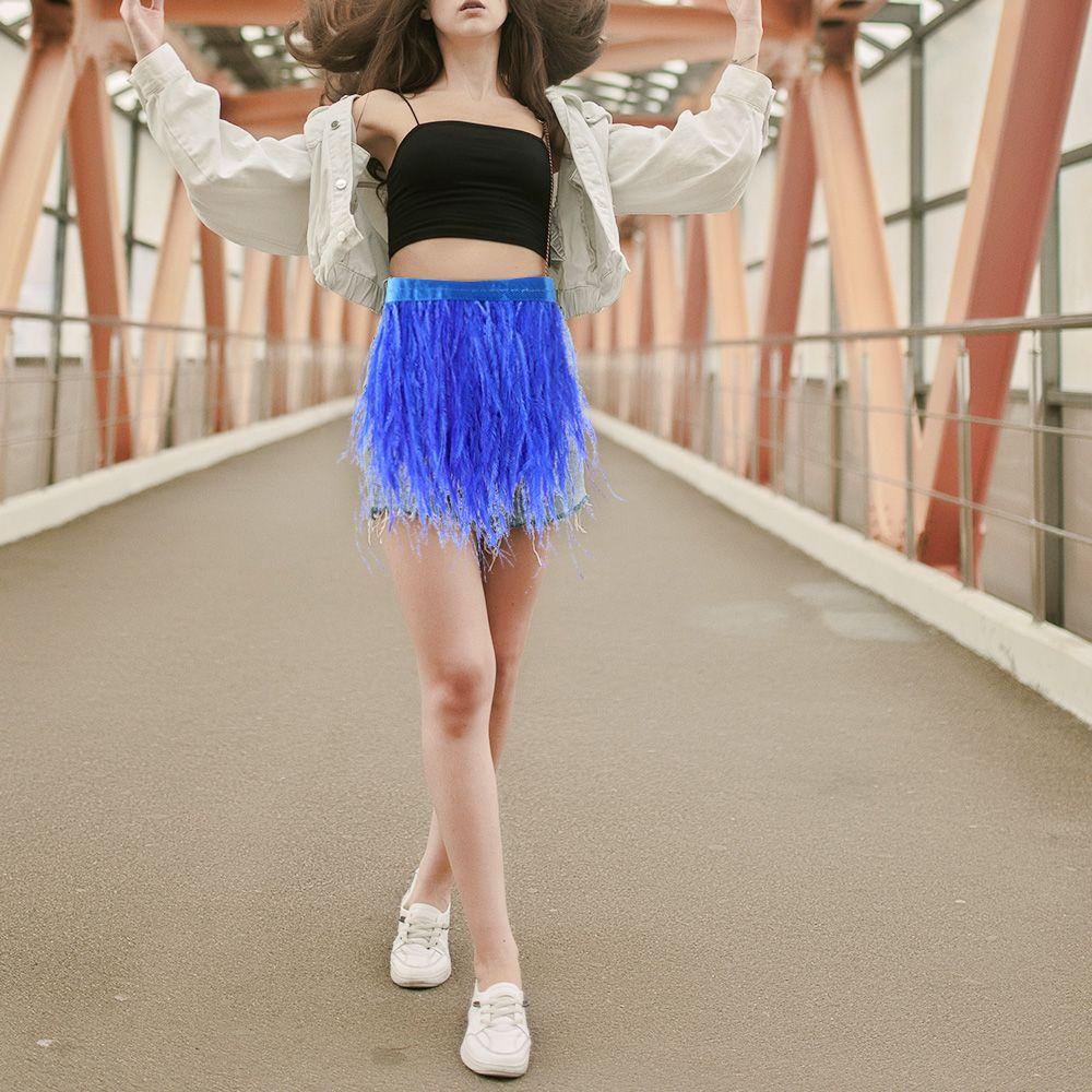 Dây Ruy Băng Dài 1M Rộng 8-10Cm Đính Lông Đà Điểu Thời Trang Cho Nữ