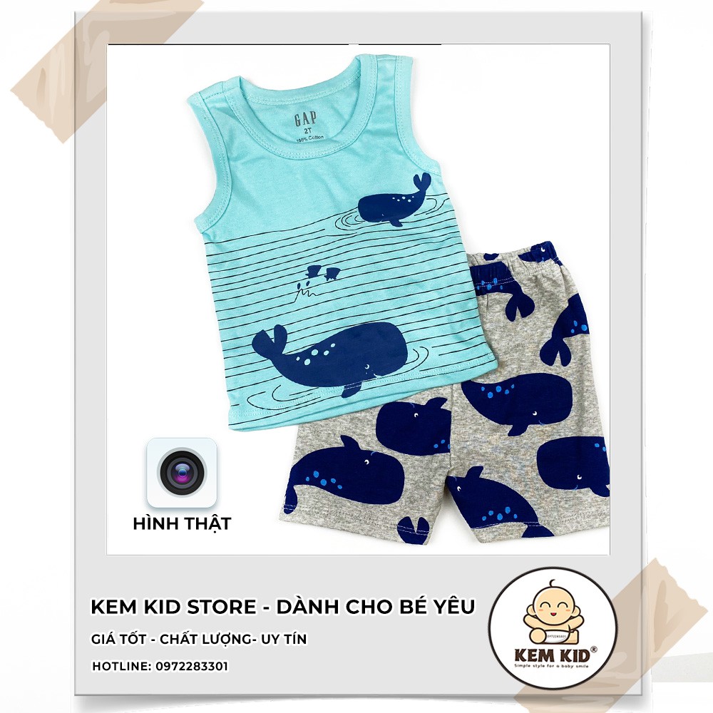 Bộ GAP ba lỗ in hình phối màu, thấm hút, mát mẻ cho bé yêu