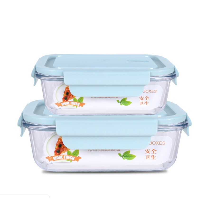 [Tặng kèm túi]  Hộp cơm thủy tinh văn phòng loại 680ml+410ml 00308