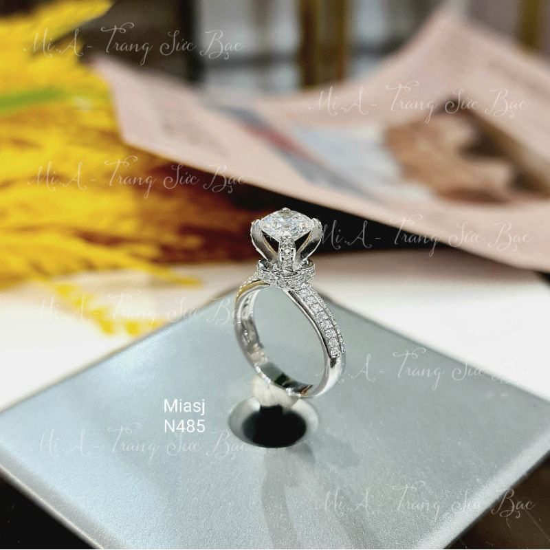 Nhẫn nữ Bạc Ý S925 đá CZ cao cấp Miễn phí xi Kim N485 | Mi.A Trang sức Bạc