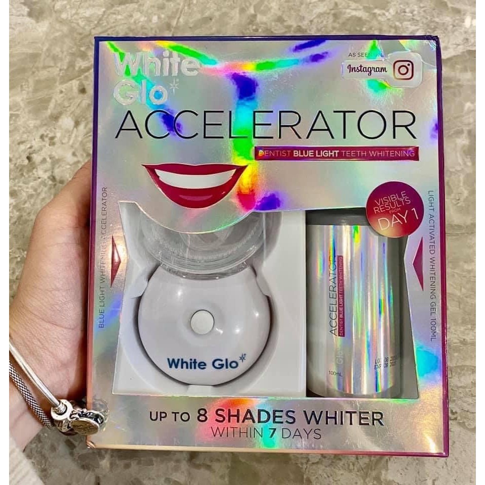 [Đủ Bill- Ciluu Store] Bộ làm trắng răng White Glo White Accelerator Blue Light Teeth