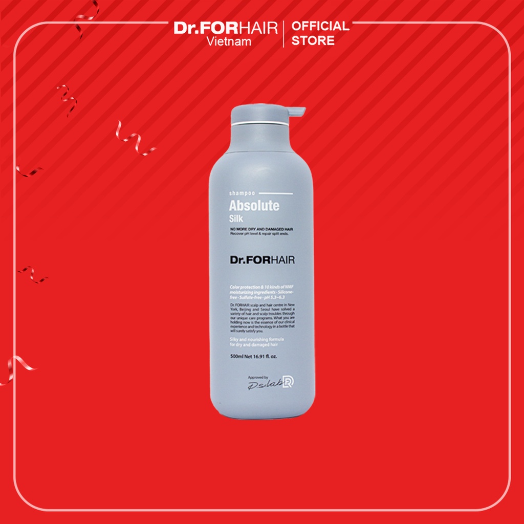 Dầu gội nuôi dưỡng và chăm sóc tóc khô và hư tổn Dr.FORHAIR Absolute Silk Shampoo 500ml dành cho TÓC NHUỘM