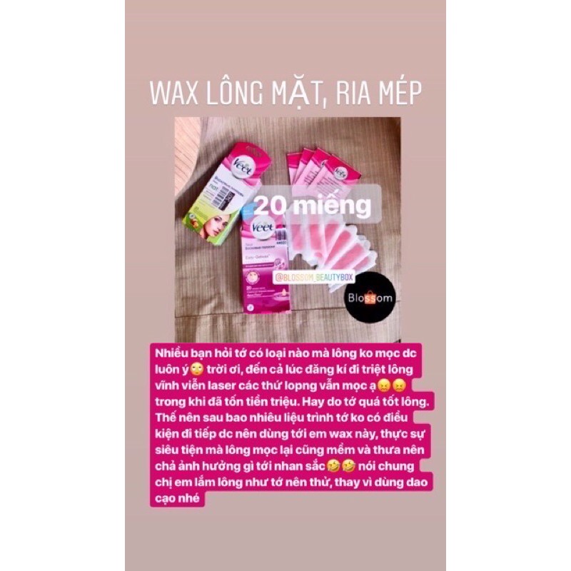 Wax VEET triệt lông mặt và tẩy ria mép bằng giấy hiệu quả