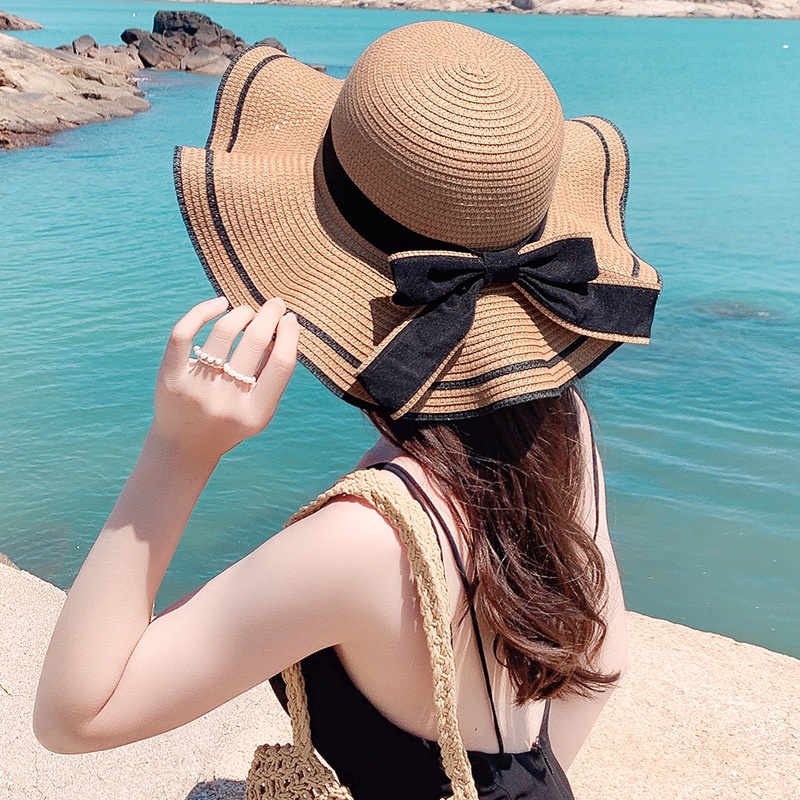 Mũ vành rộng phối nơ phong cách Hàn Quốc cho nữ